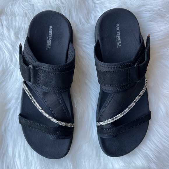 🆕 Merrell Women's Terran 4 Post Slide Sandals Black Size 8 Casual Summer - Picture 2 of 9